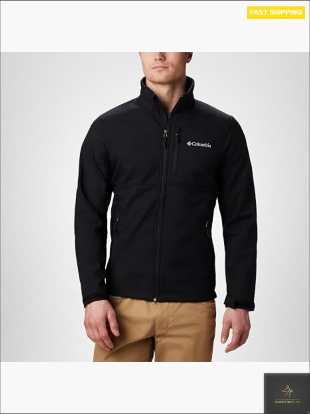 Softshell Jacket Water Resistant Windproof Zip Front 4 Pockets Regular Fit